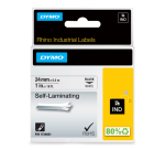 Labeltape Dymo Rhino industrieel zelflaminerend 24mm zwart op wit