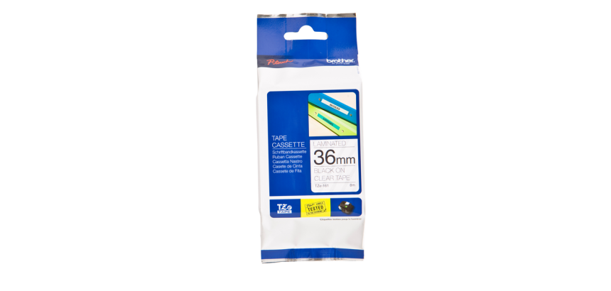 Labeltape Brother P-touch TZe-161 standaard 36mm zwart op transparant