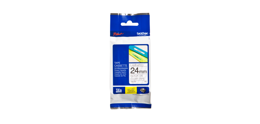 Labeltape Brother P-touch TZe-151 standaard 24mm zwart op transparant