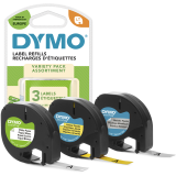 Ruban Dymo LetraTag 12mm assorti 3 pièces