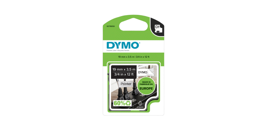 Dymo LabelManager D1 Nylon Tape 19mmx3.5m Black on White