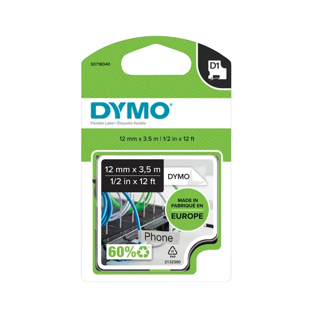 Ruban pour Etiqueteuse Compatible DYMO D1 45013 Noir sur Blanc