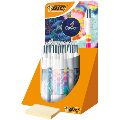 Balpen Bic 4 kleuren medium Botonical & Tie Dye