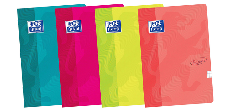 Cahier Oxford School Touch A5 ligné 72 pages 80g assorti