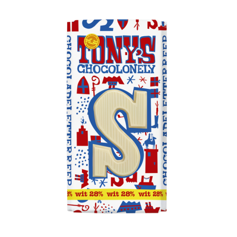 Chocolat Tony's Chocolonely blanc lettre S 180g