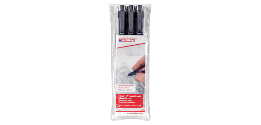 Fineliner edding 1800 schwarz sortiert 0,25-0,35-0,5mm Set 3 Stück