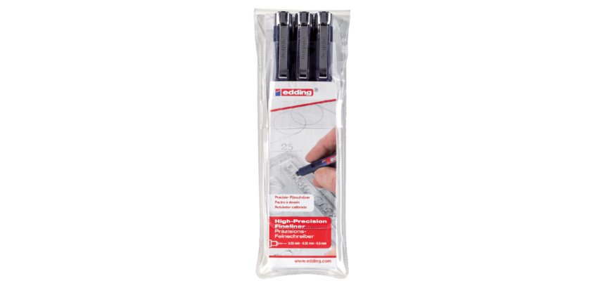 Fineliner edding 1800 0.25mm - 0.35mm - 0.5mm zwart set à 3 stuks