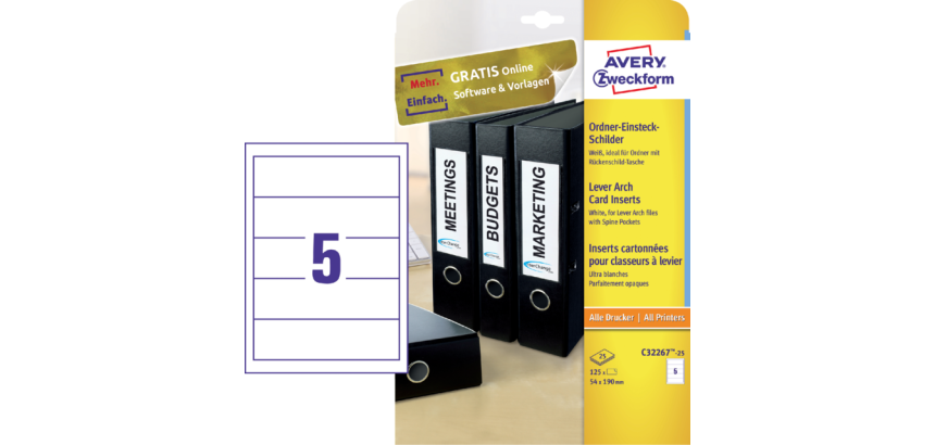 Avery Large Spine Label 54x190mm White 25 Sheets