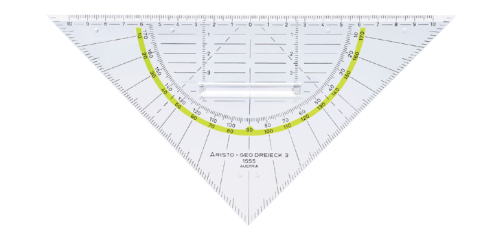 Geodriehoek Aristo 1555/2 225mm met greep transparant