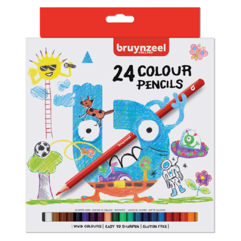 Crayon de couleur Bruynzeel Kids blister de 24 pièces assorti