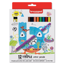 Crayon de couleur Bruynzeel Kids Triple blister de 12 pièces assorti