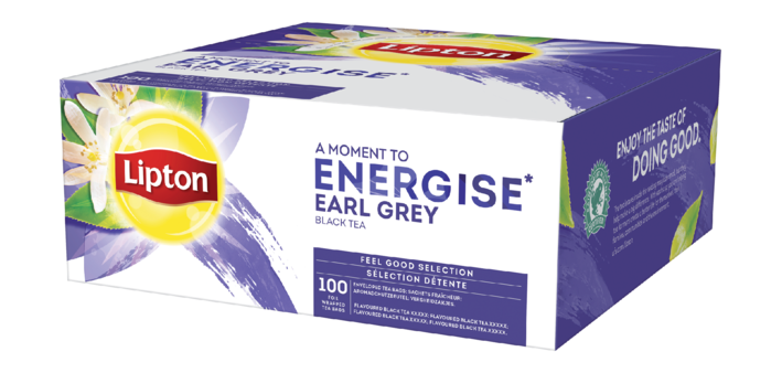 Black tea Lipton Earl Grey Energise - Box of 100 sachets