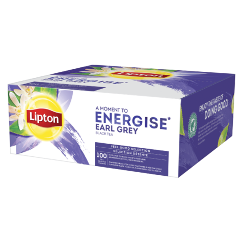 Thé noir Earl Grey Lipton Energise - Boîte de 100 sachets