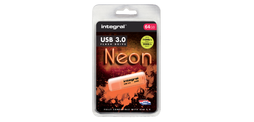Integral clé USB Néon 64 Go Usb 3.2 (USB-A) Orange
