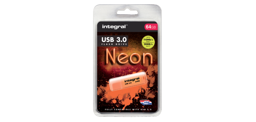 Integral clé USB Néon 64 Go Usb 3.2 (USB-A) Orange