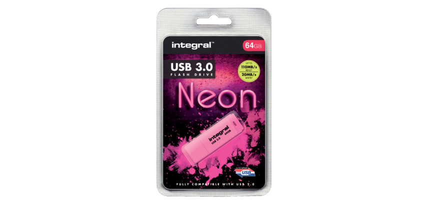 USB-stick 3.0 Integral 64GB neon roze
