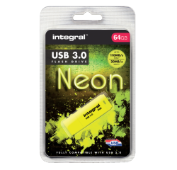 Clé USB 3.0 Integral 64Go néon jaune