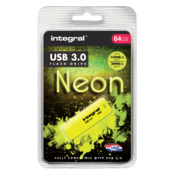 Clé USB 3.0 Integral 64Go néon jaune