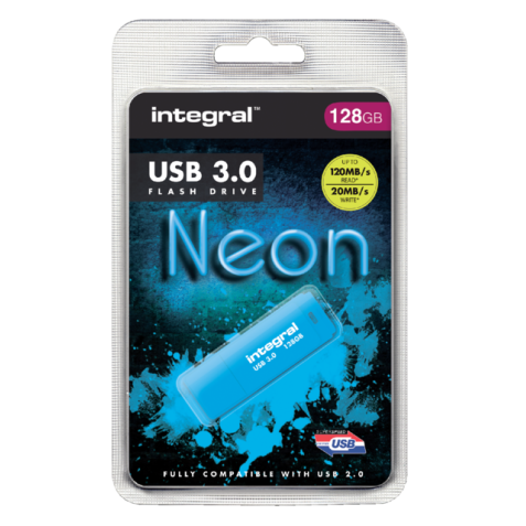 USB-stick 3.0 Integral 128GB neon blauw