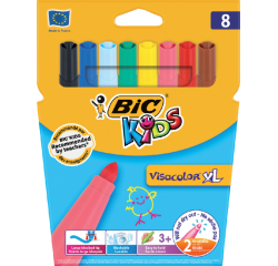 Feutre BIC Kids Visacolor ECOlutions XL assorti blister 8 pièces