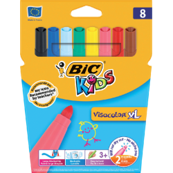 Feutre BIC Kids Visacolor ECOlutions XL assorti blister 8 pièces