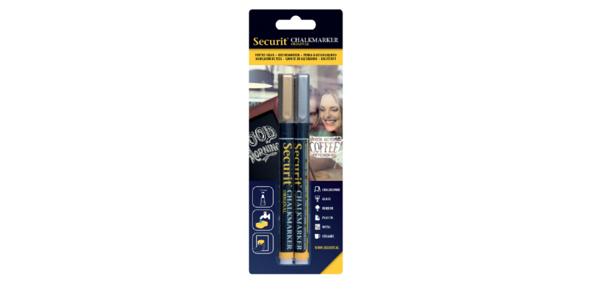 Krijtstift Securit SMA-100 rond 1-2mm goud/zilver assorti 2 stuks