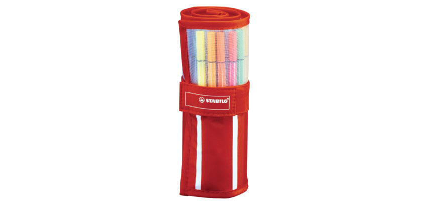 Fineliner STABILO Pen 68/30 étui enroulé rouge de 30 pièces assorti
