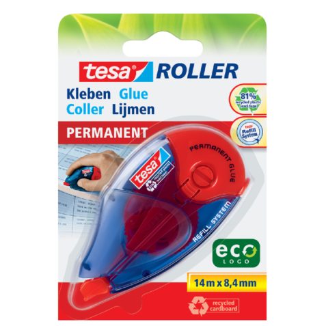 Roller colle tesa® ecoLogo® permanent rechargeable blister