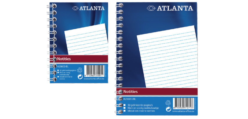 Carnet de notes spirale latérale Djois Atlanta A6 ligné 100 pages