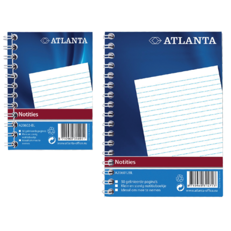 Carnet de notes spirale latérale Atlanta A6 ligné 100 feuilles