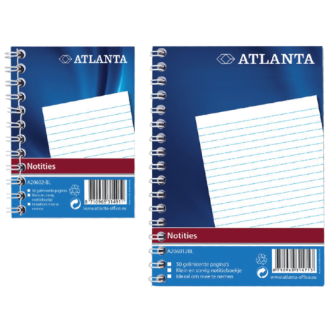 Carnet de notes spirale latérale Atlanta A6 ligné 100 feuilles