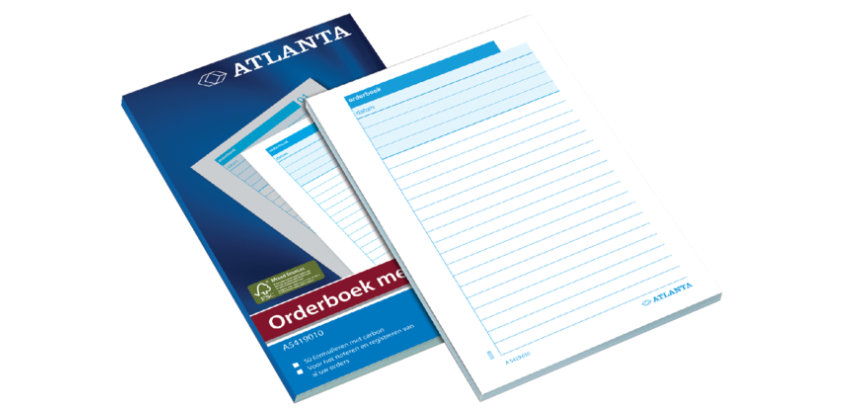 Carnet de commandes Djois Atlanta 185x110mm 50x2 feuilles carbone blanc