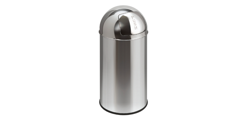 Afvalbak Pushcan met pushdeksel 40liter zilver