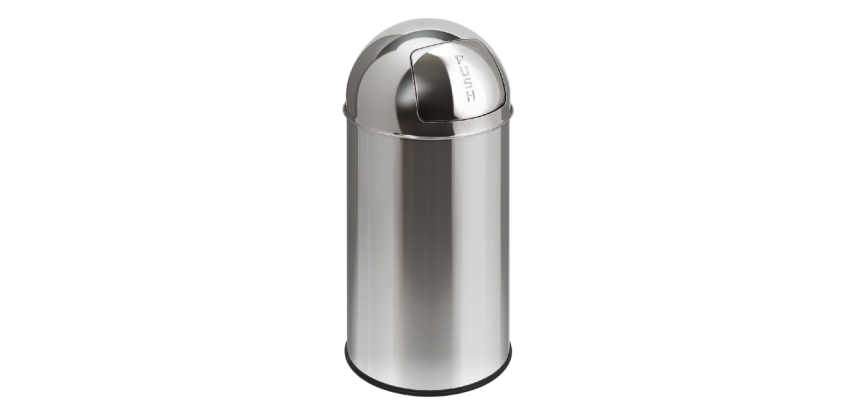 Poubelle Pushcan avec clapet push 40L argent