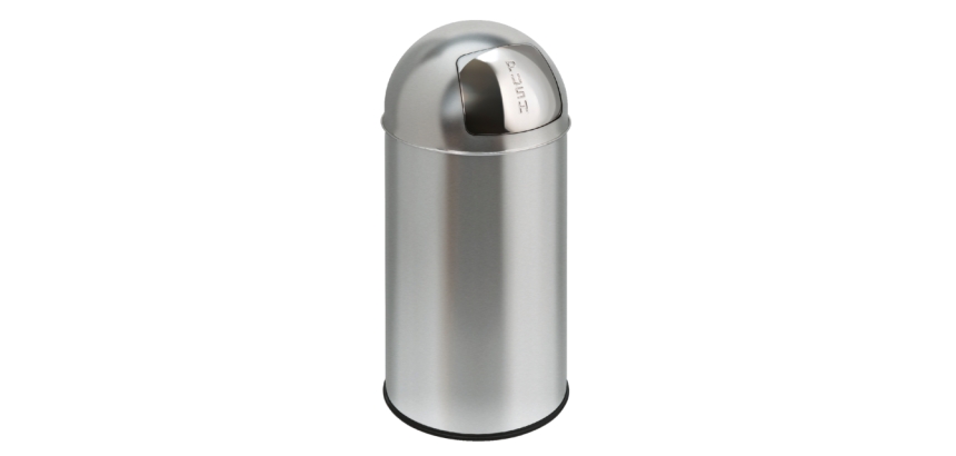 Pushcan trash bin with push flap 40L matte stainless steel