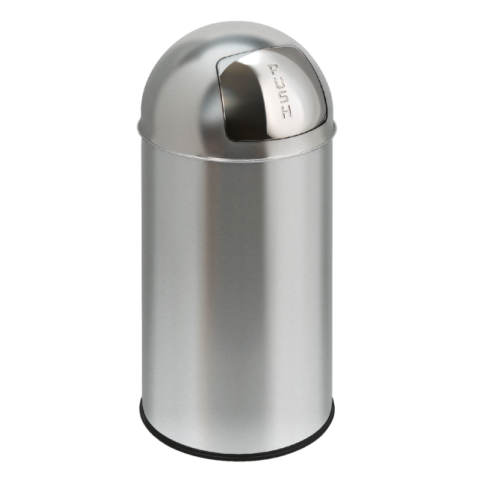Afvalbak Pushcan met pushdeksel 40liter mat RVS
