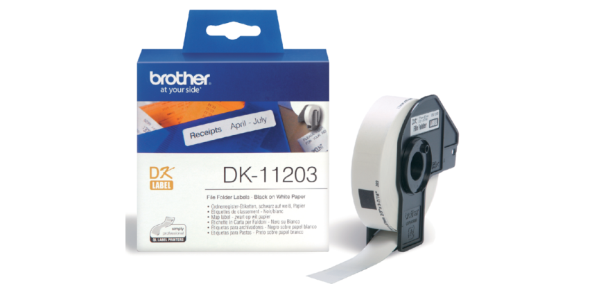 Etiket Brother DK-11203 naamkaart ordner 17x87mm 1 rol á 300 stuks wit