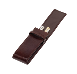 Etui stylos 322 Cuir de Buffle 2 cases brun