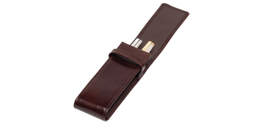 Brown Buffalo Leather Pen Case 322 with 2 Slots