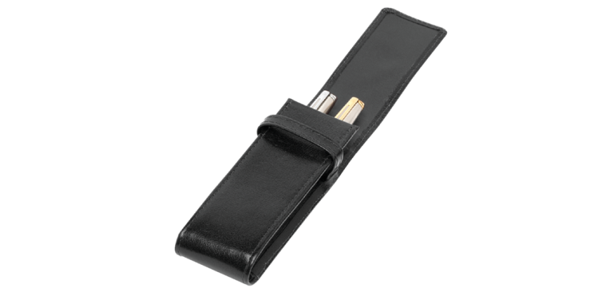 Etui stylos 322 Cuir de Buffle 2 cases Noir
