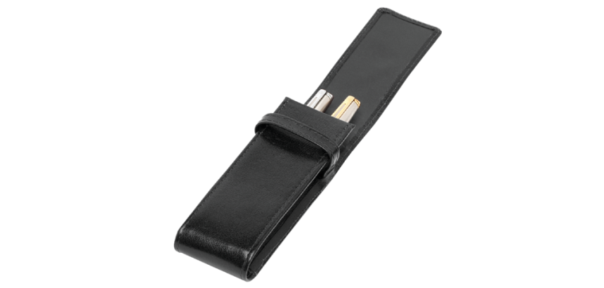 Etui stylos 322 Cuir de Buffle 2 cases Noir