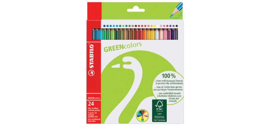 Kleurpotloden STABILO Greencolors kartonnen etui à 24 kleuren