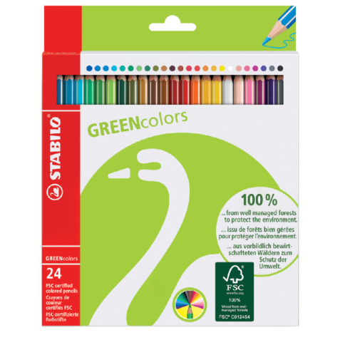 Kleurpotloden STABILO Greencolors kartonnen etui à 24 kleuren