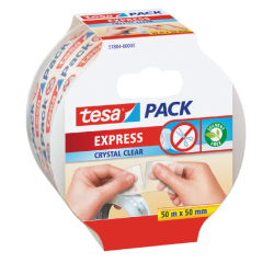 Verpakkingstape tesapack® Express Crystal Clear 50mx50mm handscheurbaar transparant