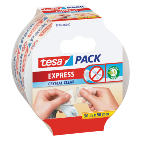 Verpakkingstape tesapack® Express Crystal Clear 50mx50mm handscheurbaar transparant