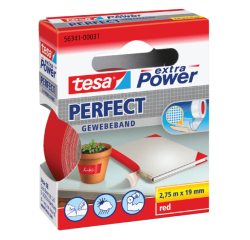 Toile adhésive tesa® extra Power Perfect 2,75mx19mm rouge