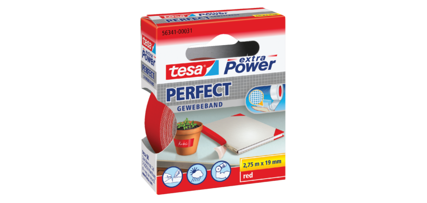 Toile adhésive tesa® extra Power Perfect 2,75mx19mm rouge