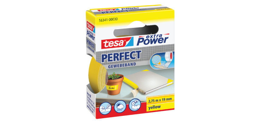 Toile adhésive tesa® extra Power Perfect 2,75mx19mm jaune