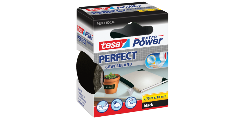 Toile adhésive tesa® extra Power Perfect 2,75mx38mm noir