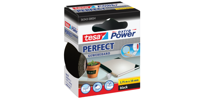 tesa® extra Power Perfect Adhesive Tape 2.75mx38mm Black